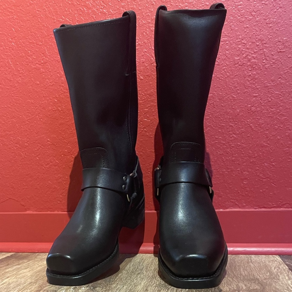 Black Leather Harness Boots